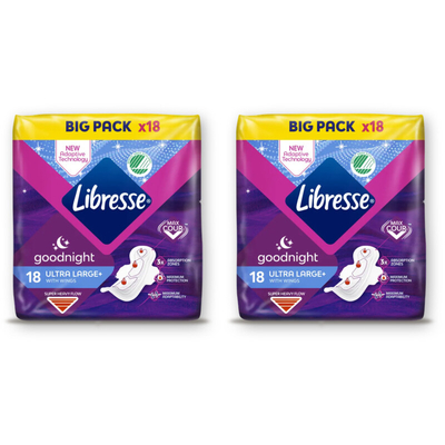 Libresse Goodnight ultra large+ wings bigpack 2pk Maandverband 2 stuks