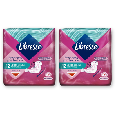 Libresse Ultra long+ wings maandverband 2-pack Maandverband 2 stuks