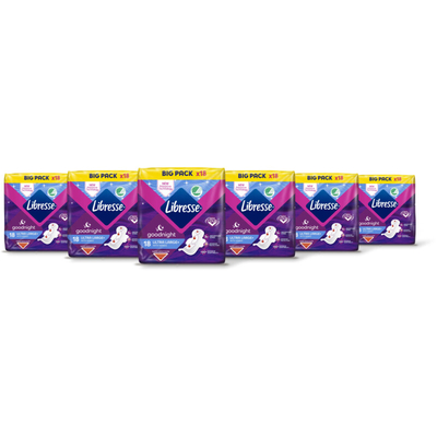 Libresse Goodnight ultra large+ wings bigpack 6pk Maandverband 6 stuks