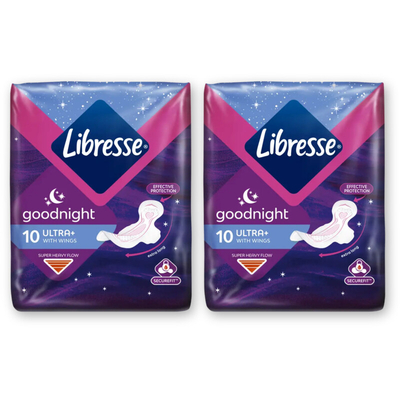 Libresse Goodnight ultra+ wings maandverband 2pck Maandverband 2 stuks