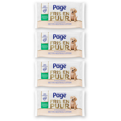 Page Puur vochtig toiletpapier - 4 doekjes