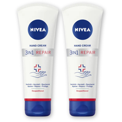 NIVEA 3in1 repair handcreme 24u hydratatie 2pk Handcreme 2 stuks