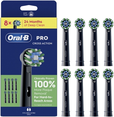 Oral-B CrossAction Black  opzetborstels - 8 stuks