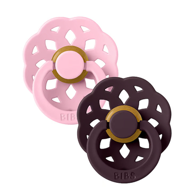 Fopspeen BIBS Latex Baby Pink/Plum 2stk 0-6mnd