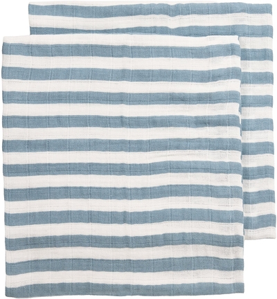 Meyco Baby Fat Stripe Pre-washed Hydrofiele Doeken - 2-pack - Pre-washed Hydrofiel - Jeans Blue - 70x70cm