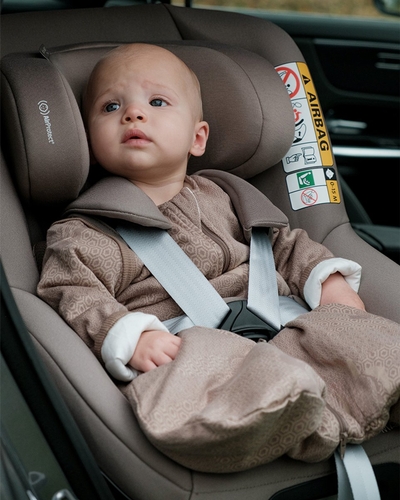 Lodger Hopper - Slaapzak baby met Afritsbare Mouwen - Bruin - 98cm - 2.4 TOG - Autostoel - Winterslaapzak