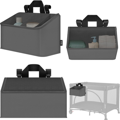 Lionelo Sidepocket Medium – Bedside Pocket Wiegorganizer 43×15×23 cm – 3 ritsvakken & handvat – Voor reisbed, co-sleeper & box – Verstevigd, multifunctioneel & afneembaar