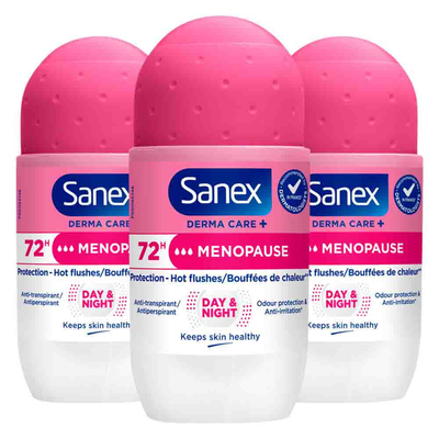 3x Sanex Deoroller Derma Care+ Menopause 53 ml