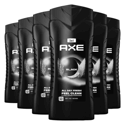 6x Axe 3in1 Douchegel Black 400 ml