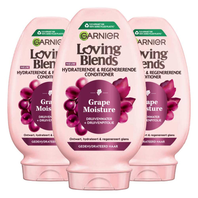 3x Garnier Loving Blends Grape Moisture Conditioner 250 ml