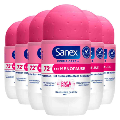 6x Sanex Deoroller Derma Care+ Menopause 53 ml