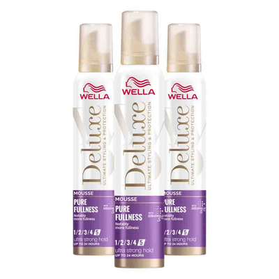 3x Wella Deluxe Pure Fullness Mousse 200 ml