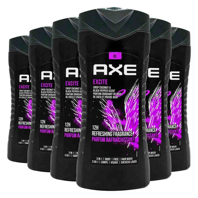 6x Axe 3in1 Douchegel Excite 400 ml