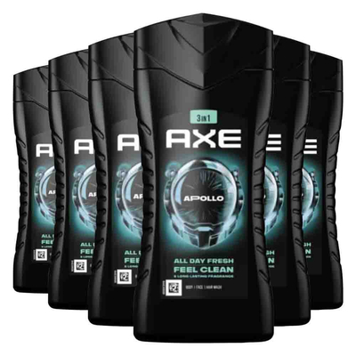 6x Axe 3in1 Douchegel Apollo 400 ml