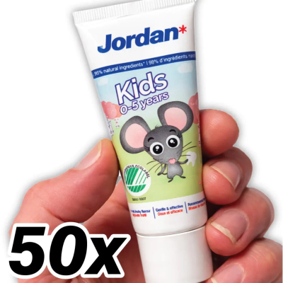 50x Jordan Kids tandpasta 0–5 jaar 12ml