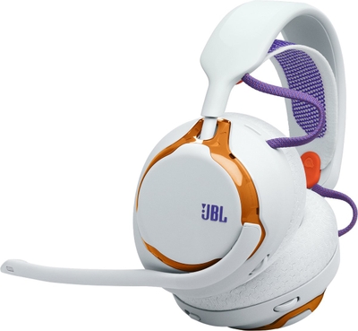 JBL Quantum 650 - Draadloze Gaming & Multitask Headset - 2.4 GHz & Bluetooth - Lage Latency - 50 Uur Batterij - JBL Quantum Engine Software - Over-ear - Grijs Oranje