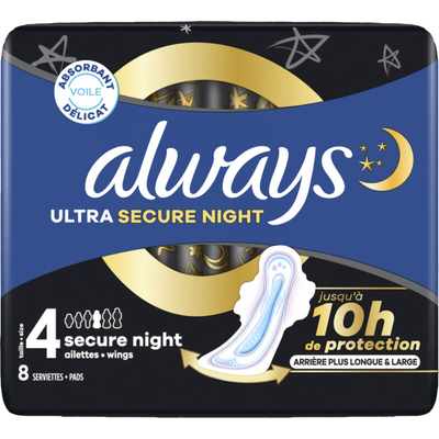 Always Ultra secure night wings maandverband Maandverband 8 stuks