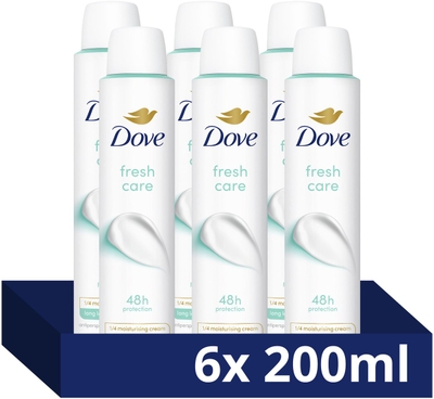 Dove Anti-Transpirant Deodorant Spray - Fresh Care - heeft een verbeterde langdurige geur en hydrateert de huid - 6 x 200 ml