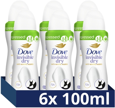 Dove Advanced Care Anti-Transpirant Deodorant Spray - Invisible Dry - bevat Pro-Ceramide technologie die de huid kalmeert en helpt herstellen - 6 x 100 ml