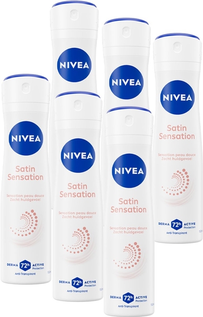 NIVEA Satin Sensation Anti-Transpirant Deodorant Spray- Zonder Ethylalcohol - 72 uur bescherming  - 6 x 50 ml