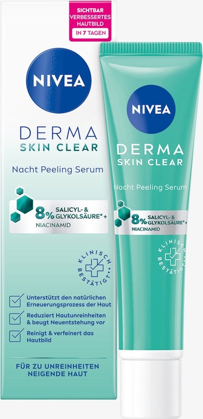 1 x NIVEA - Nacht Exfoliant - DERMA Huidzuiver Dagelijkse Verzorging - Met Salicylzuur (AHA), Glycolzuur & Niacinamide - Tegen Acne & Mee-eters - 40 ml - Nacht Exfoliant - Acne Behandeling - Huidzuiver - Exfolieer - Salicylzuur