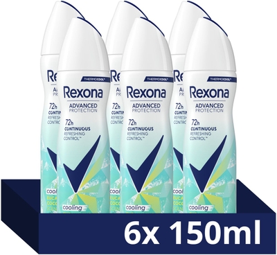 Rexona Women Advanced Protection Thermocool Anti-Transpirant Spray - Eucalyptus & Coconutwater - met Continuous Refreshing Control Technologie - 6 x 150 ml