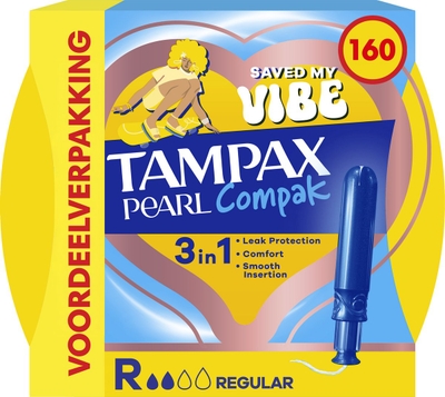 Tampax Pearl Compak RegularTampons - Met Inbrenghuls - 8 x 20 Stuks