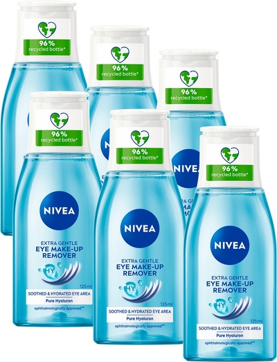 NIVEA Extra Milde Oogmake-remover - Reinigingslotion - Make-up Remover - Hyaluronzuur - Cleanser voor de gevoelige huid  - 6 x 125 ml