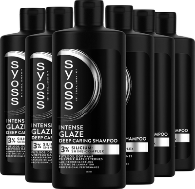 Syoss Glaze - Shampoo - Haarverzorging - Glans en Zijdezacht Haar - Vermindert Pluis Dof en Futloos Haar – Voordeelverpakking - 6x440 ml