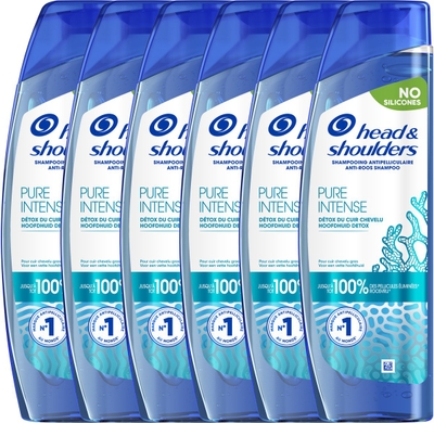 Head & Shoulders Pure Intense Hoofdhuid Detox Anti-Roos shampoo - Met Zeemineralen - 6 x 250ml