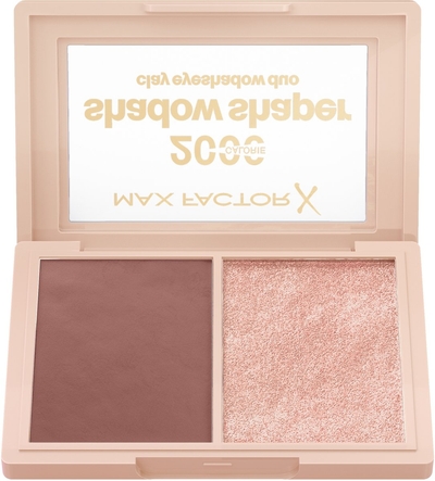Max Factor 2000 Calorie Shadow Shaper Duo, 010 Clay Gleam, oogschaduwpalet, oogcontour in 2 stappen, veerkrachtige kleiformule die in poeder verandert, 4 g