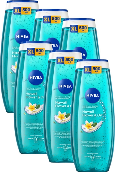 NIVEA Hawaii Flower & Oil Douchegel - Shower Gel - met Vitamine C en Vitamine E  - 6 x 500 ml