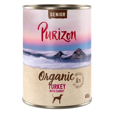 Purizon Organic 6 x 400 g - Nieuw Receptuur: Senior Kalkoen met Wortel - natvoer honden