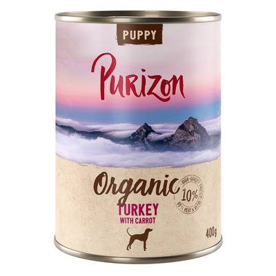 Purizon Organic 6 x 400 g - Nieuw Receptuur: Puppy Kalkoen met Wortel - natvoer honden