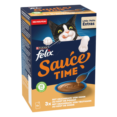 3 + 1 gratis! Felix Soups  - met de smaak van kip & kalkoen Sauce Time (24 x 40 g) - natvoer katten