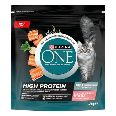 650g PURINA ONE High Protein Zalm Kattenvoer droog - kattenbrokken