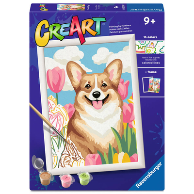 Ravensburger – CreArt: Floral Corgi – Schilderen op Nummer