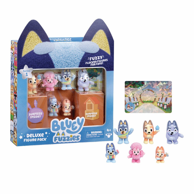 Bluey Fuzzies deluxe speelfigurenset 8-delig blind box