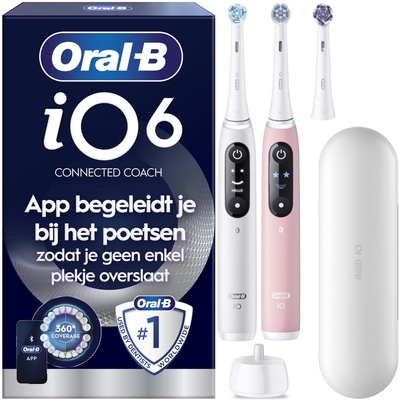 Oral-B iO 6 Elektrische Tandenborstel Duo - Wit & Roze - 1 set