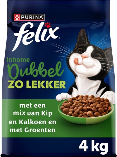 Felix Dubbel Zo Lekker Inhome - Kip & Kalkoen - 4 x 4kg kattenbrokken