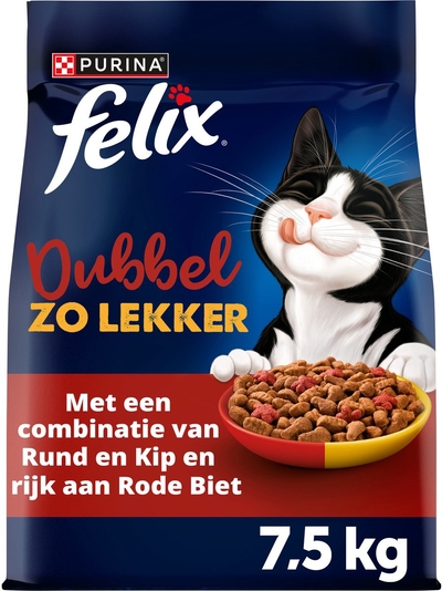 Felix Dubbel Zo Lekker - Rund & Kip - 7.5kg kattenbrokken
