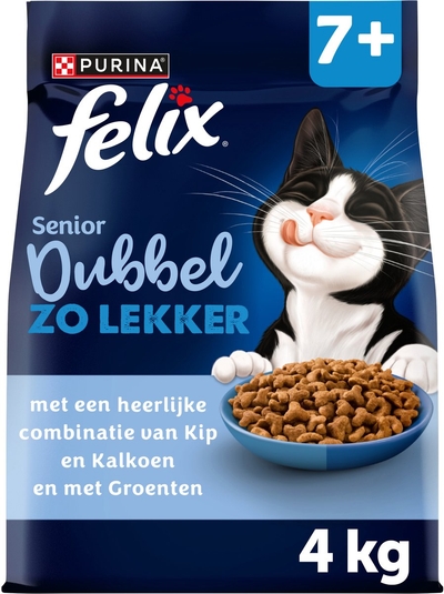 Felix Dubbel Zo Lekker Senior - Kip & Kalkoen - 4 x 4kg kattenbrokken
