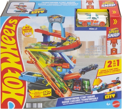 Hot Wheels City Transformerende Stuntgarage speelset en metalen speelauto