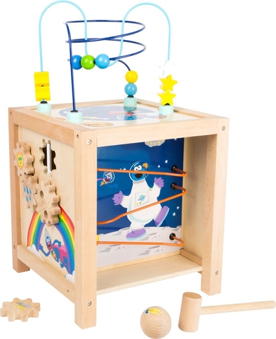 Houten vormenstoof - Motoriekkubus Sesamstraat 27 X 27 Cm - Small Foot  - Sesamstraat speelgoed
