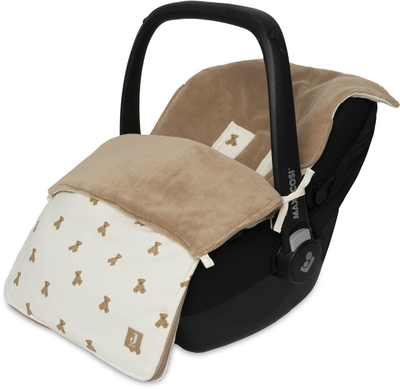 Jollein Voetenzak voor Autostoel & Kinderwagen - Mini Teddy Bear - 82x42cm - Waffle