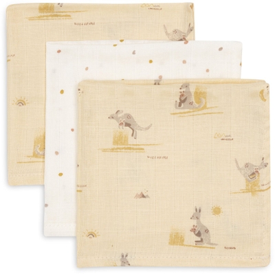 Jollein Hydrofiel Monddoekje - 31x31cm - Kangaroots - 3 Stuks