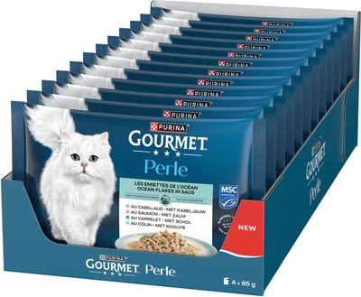 GOURMET PERLE MSC Ocean Flakes - Vis & Vlees - 4 x 85g natvoer katten