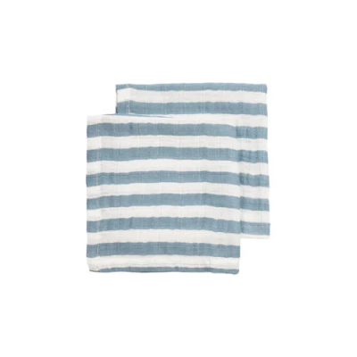 Hydrofiele doeken pre-washed Fat Stripe Jeans Blue 30x30cm - 2-Pack