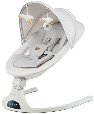 Kinderkraft TULSY – Elektrische wipstoel en ligstoeltje voor baby's – 5 schommelniveaus – Muziekfunctie – Inklapbare kap met klamboe – Lichtgewicht – Beige