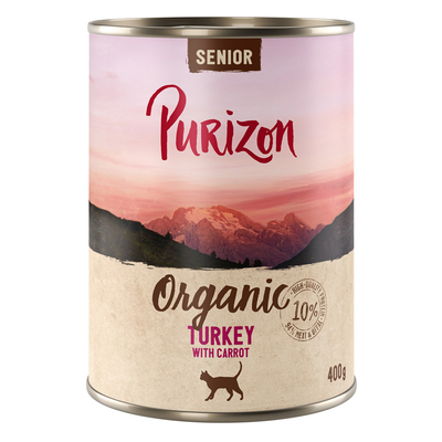 Purizon Organic 6 x 400 g - NIEUW Senior Kalkoen met Wortel - natvoer katten